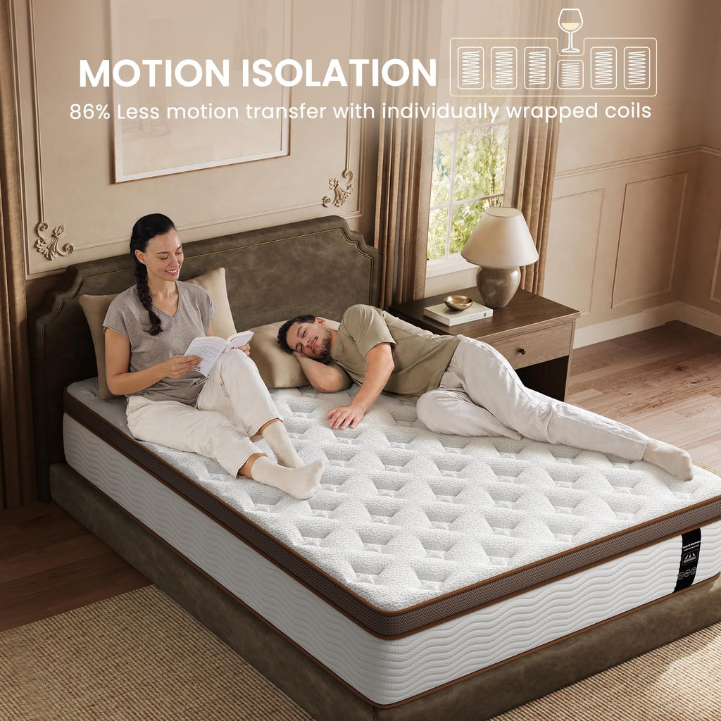 Queen Size 14 Inch Hybrid Mattress with Memory Foam J105706