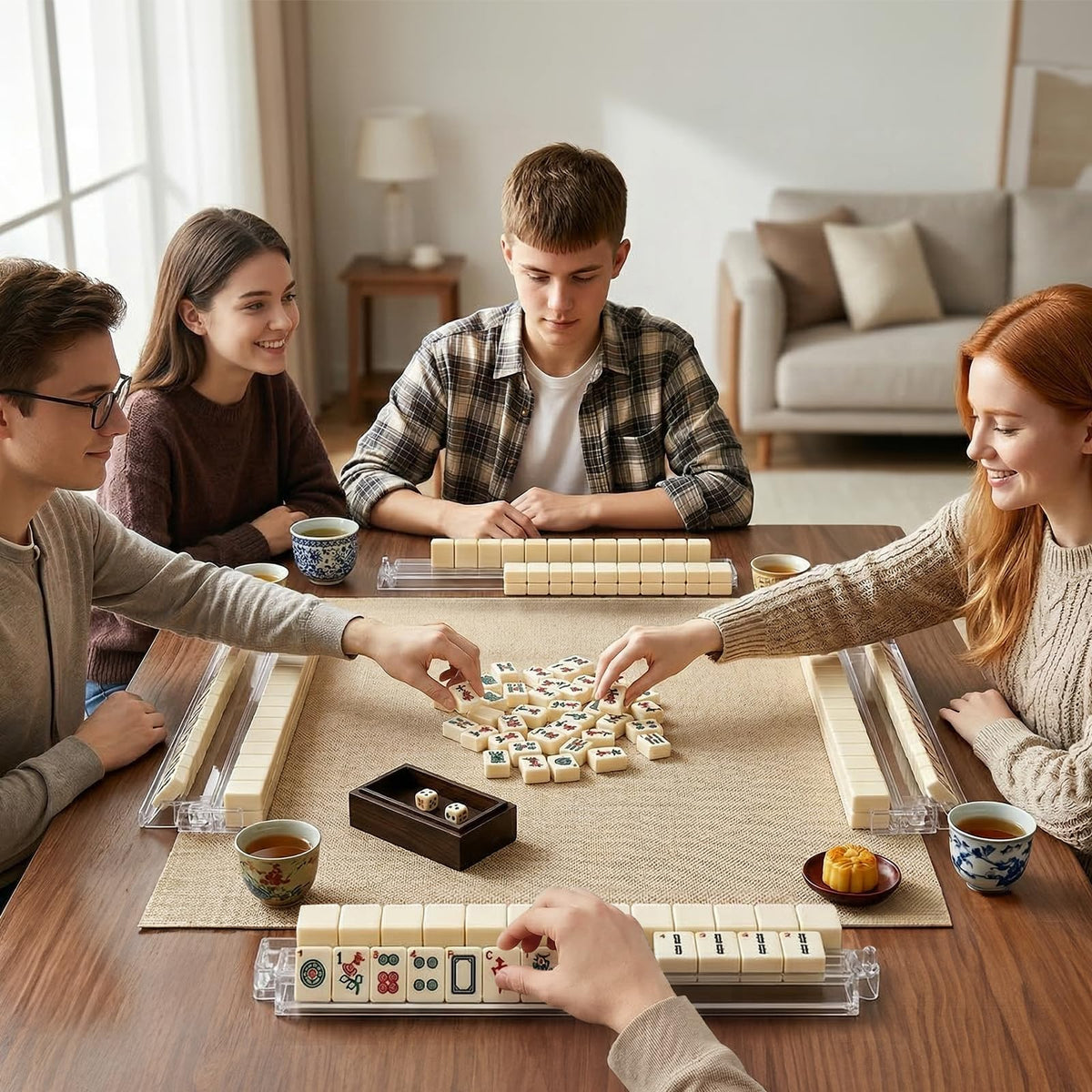 Set of 4 Clear Mahjong Racks with Pushers V828