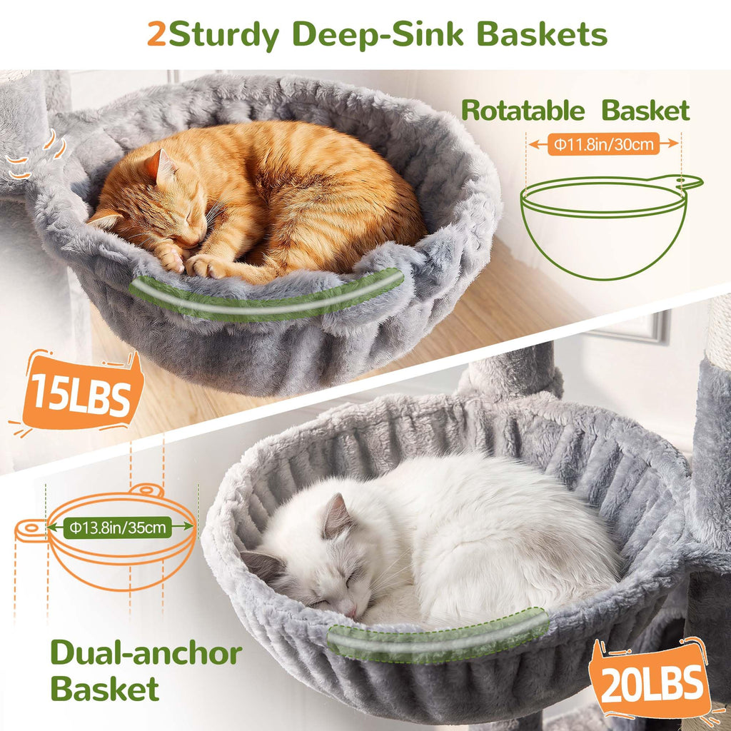 70 inch Light Grey Cat Tree Condos L21367