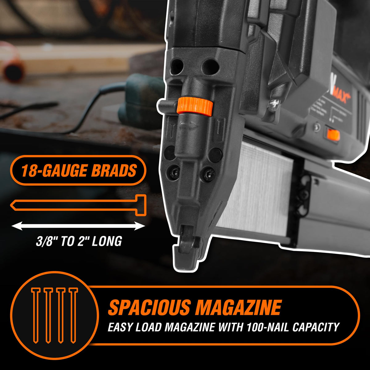20V Max Cordless 18-Gauge Brad Nailer with Battery and Charger U16987