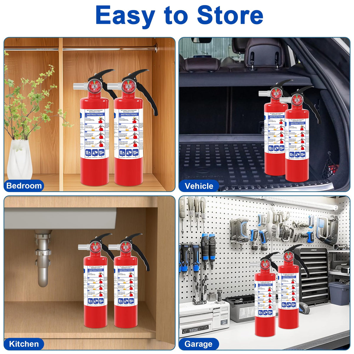 4 Pack ABC Dry Chemical Fire Extinguishers J8114