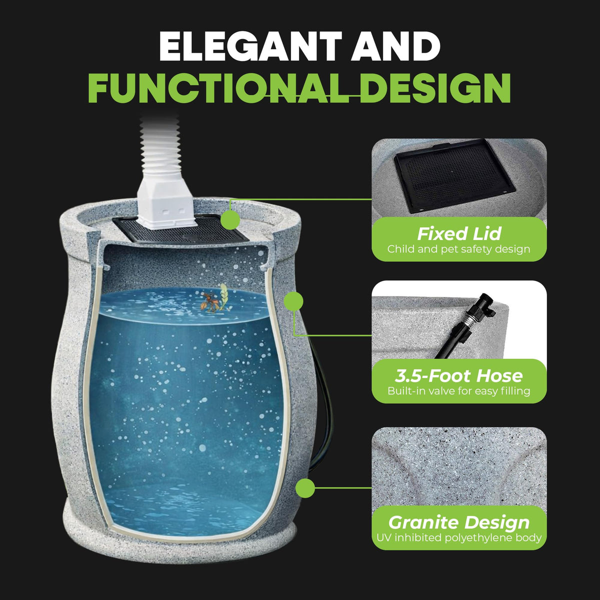 45 Gallon Light Granite Rain Barrel C87301