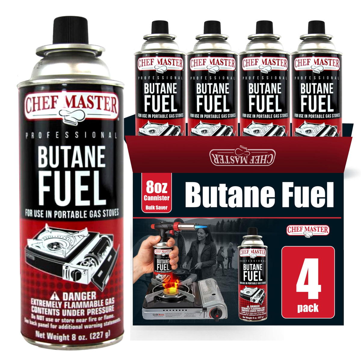Butane Fuel Canister 8 oz 4-Pack N78301