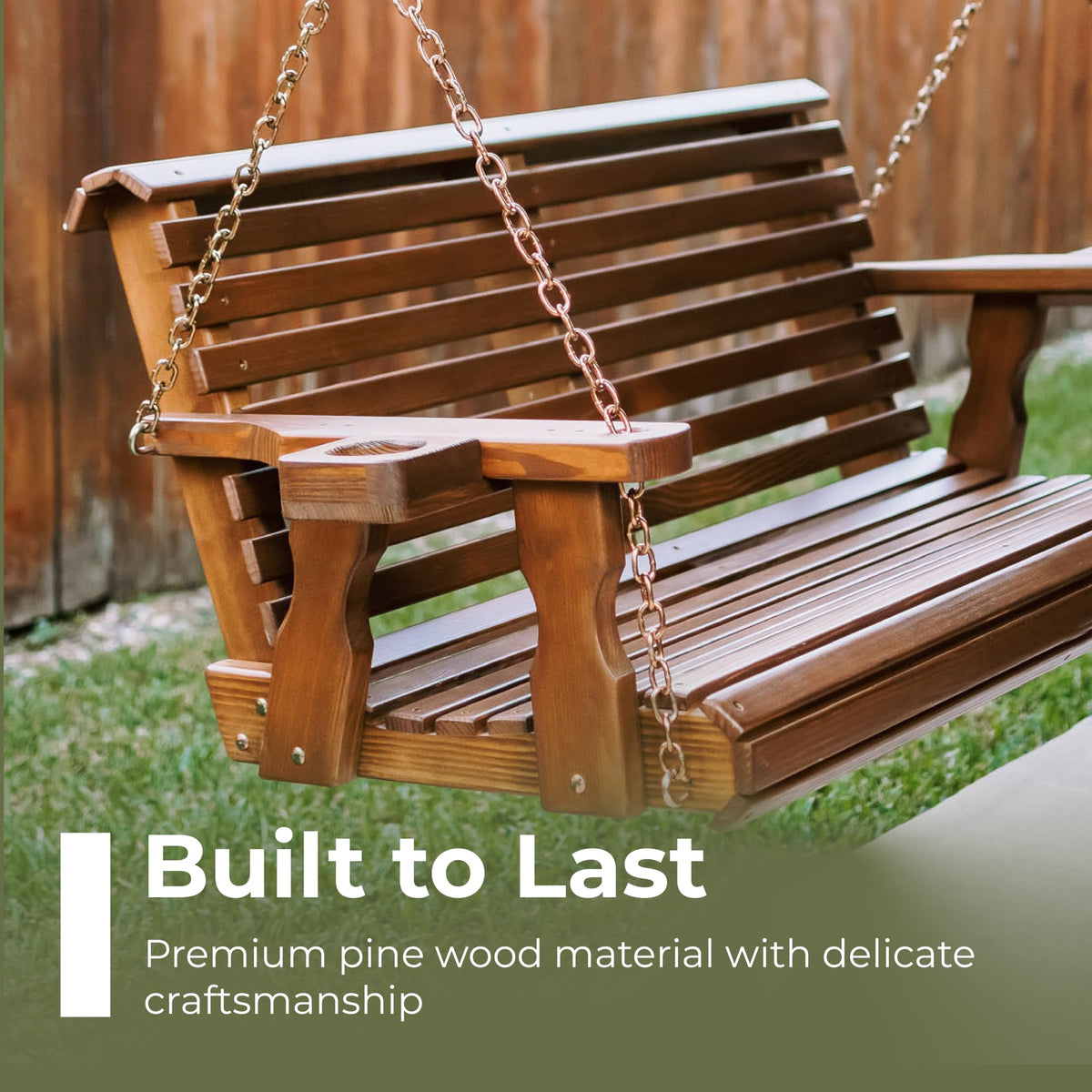 Heavy Duty 700 Lb Capacity Porch Swing with Cup Holders, 5 Foot J5744