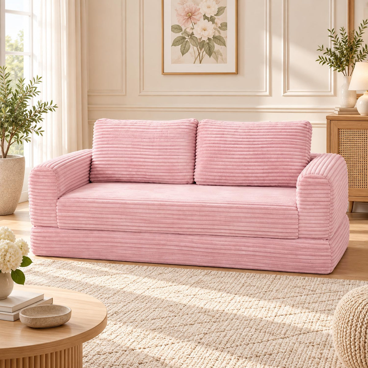 Pink Convertible Sofa Bed D13690