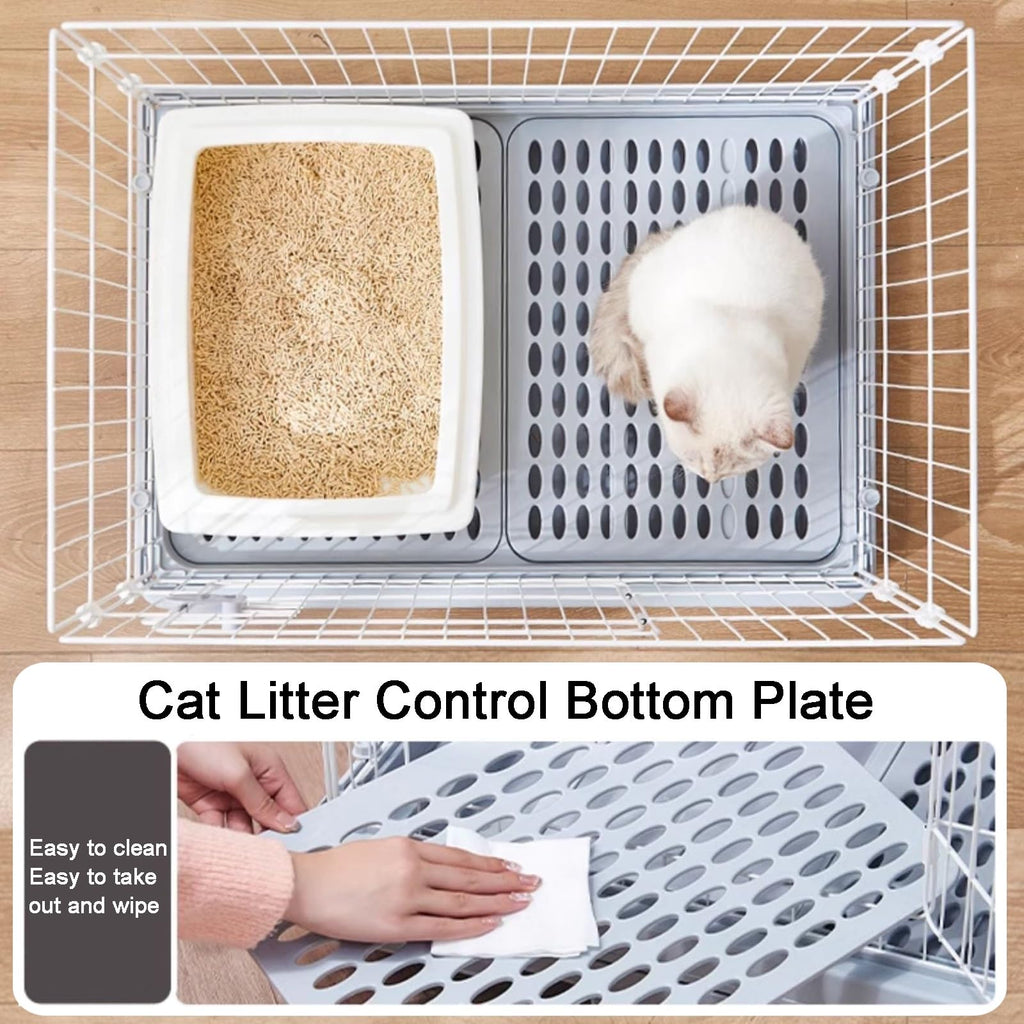 Detachable Metal Wire Cat Enclosure with Litter Box M34895