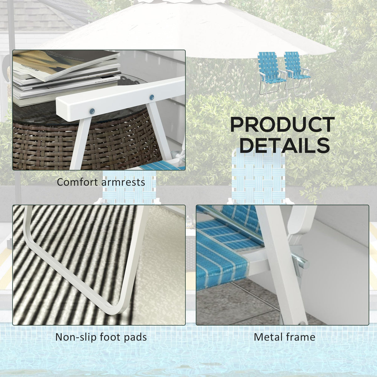 Set of 2 Blue Patio Folding Chairs X190499