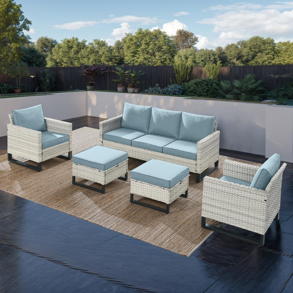 Wicker Patio Furniture Set of 5 D782