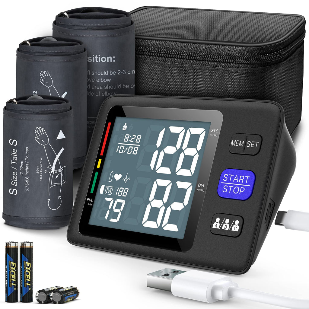 Blood Pressure Machine Upper Arm, 3 Size Cuffs, Automatic Digital BP Monitor, Large Backlit LCD D13408