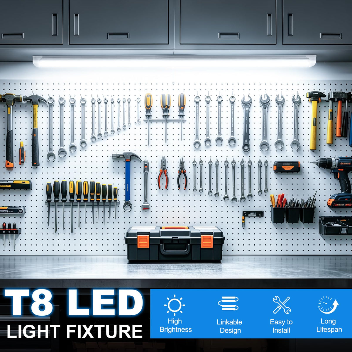 2FT 22W 3300LM 6000K Cool White Linkable LED Shop Lights I10775