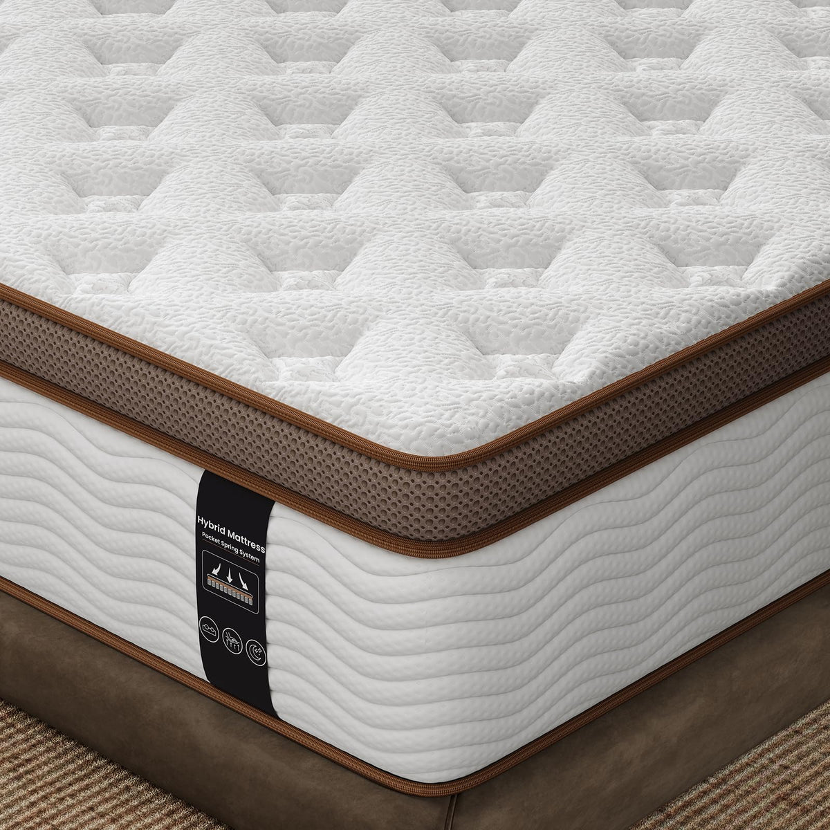 Queen Size 14 Inch Hybrid Mattress with Memory Foam J105706