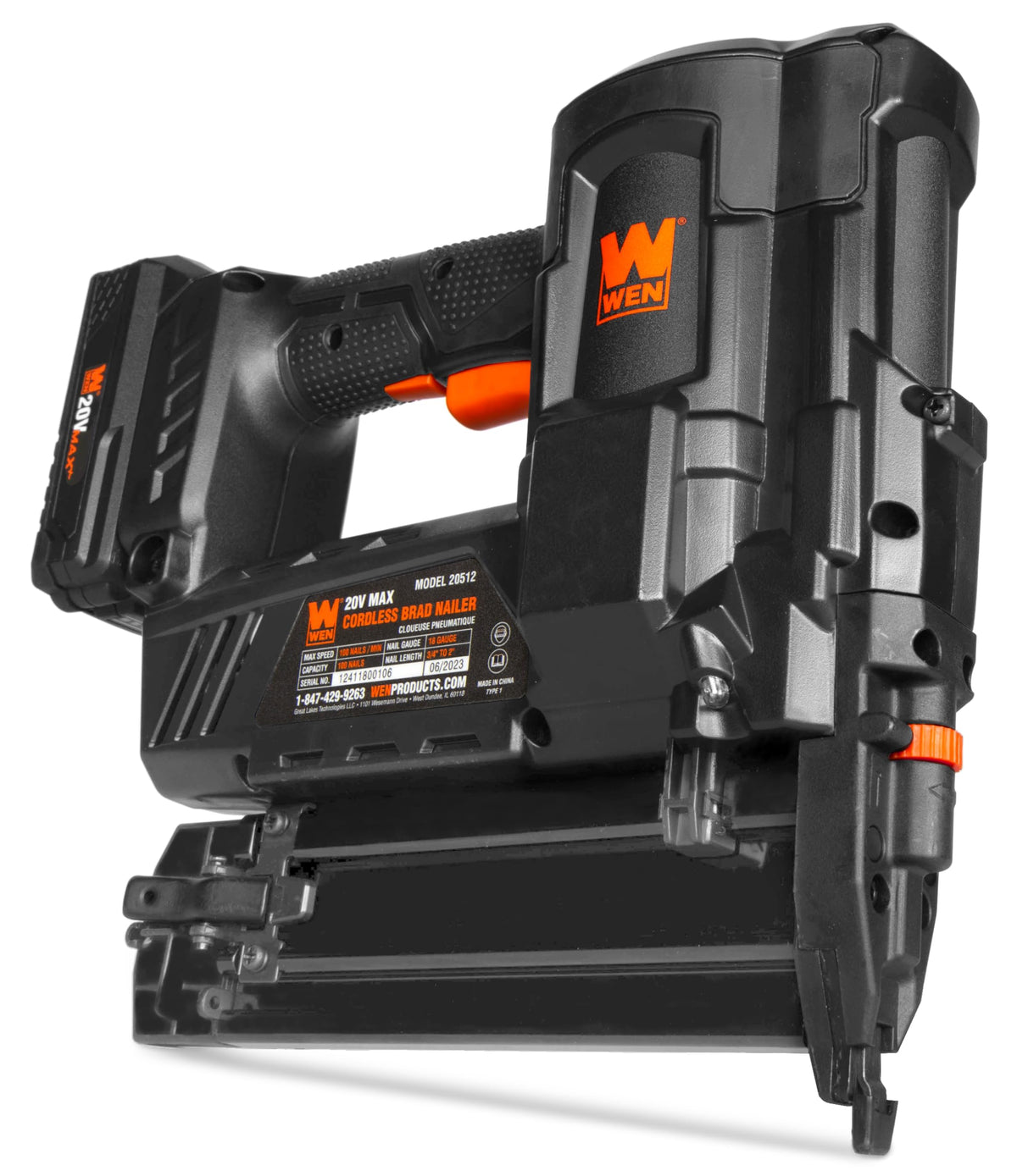 20V Max Cordless 18-Gauge Brad Nailer with Battery and Charger U16987