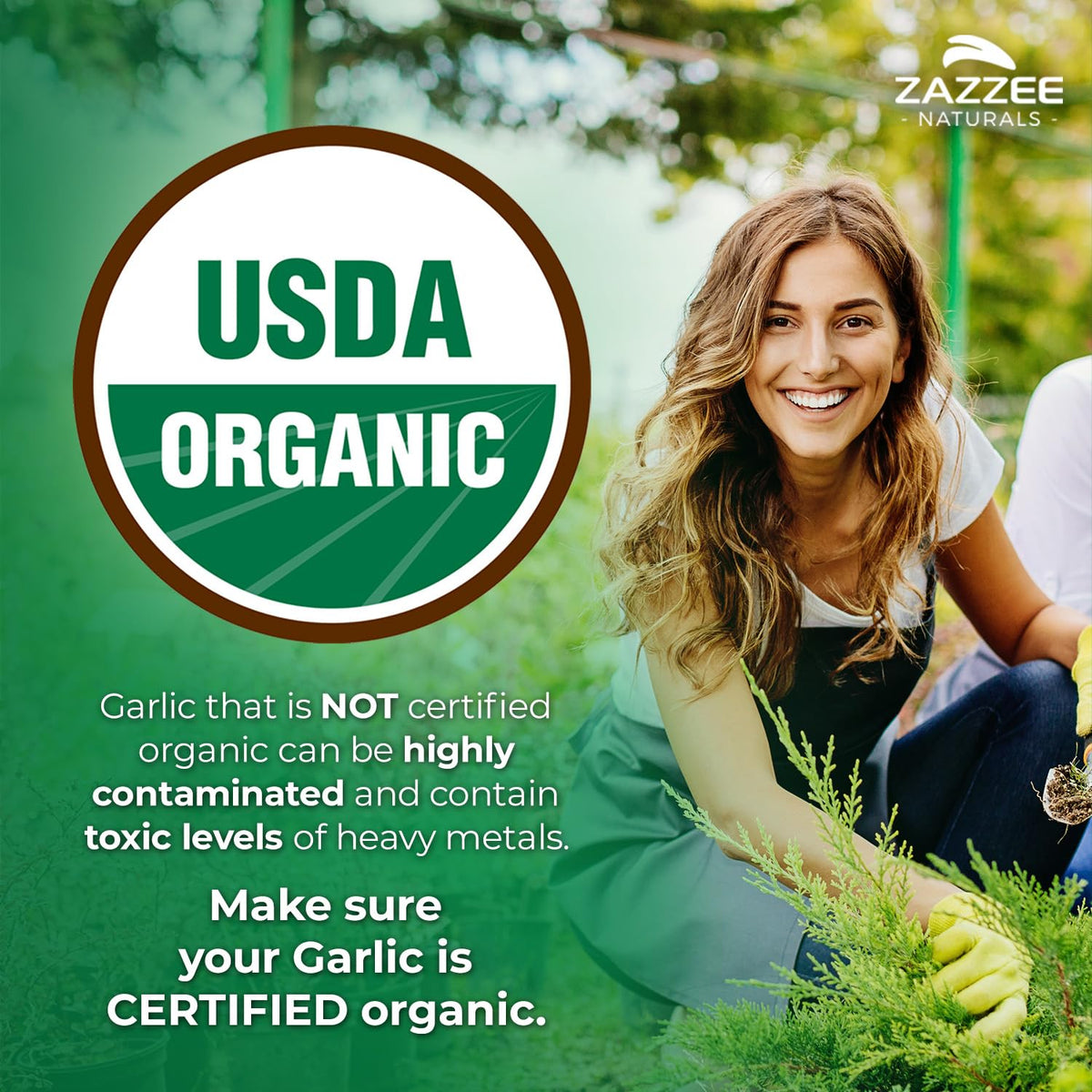 USDA Organic Odorless Garlic 20:1 Extract 100 Capsules O749393