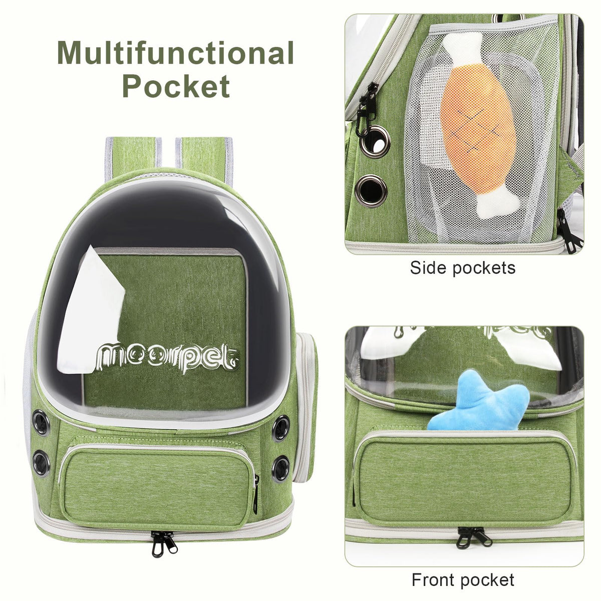 Green Expandable Breathable Pet Backpack Carrier F521