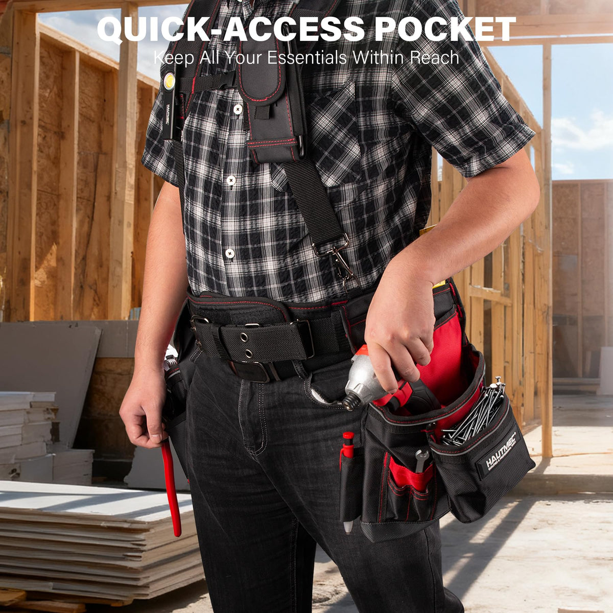 Heavy Duty 19-Pocket Tool Belt with Suspenders T1180
