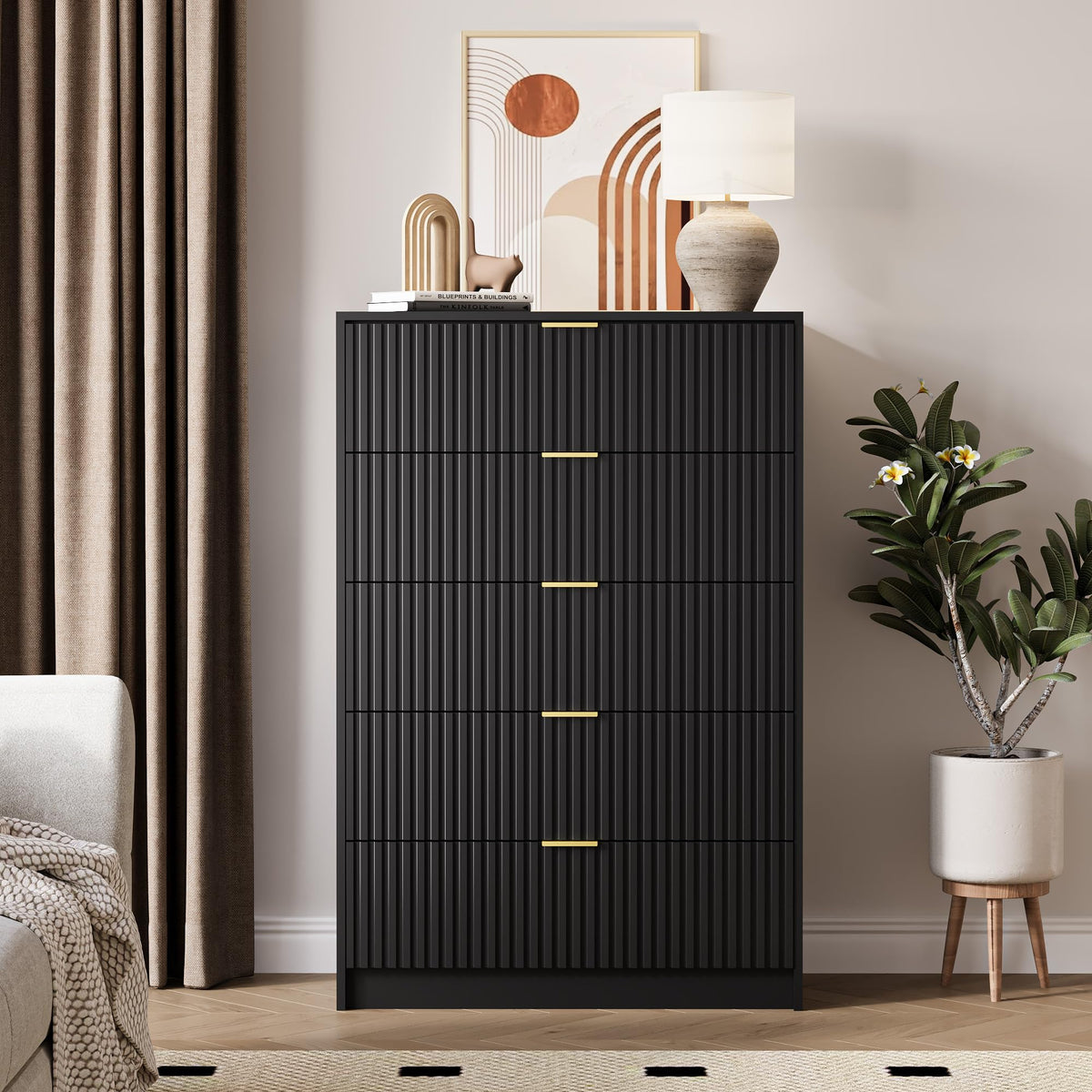47" Tall Fluted 5-Drawer Dresser T387