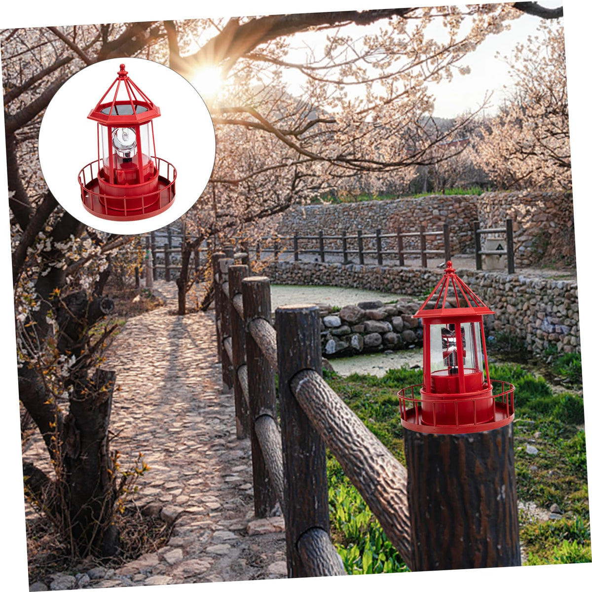 Solar Powered Rotating Lighthouse Garden Light C940