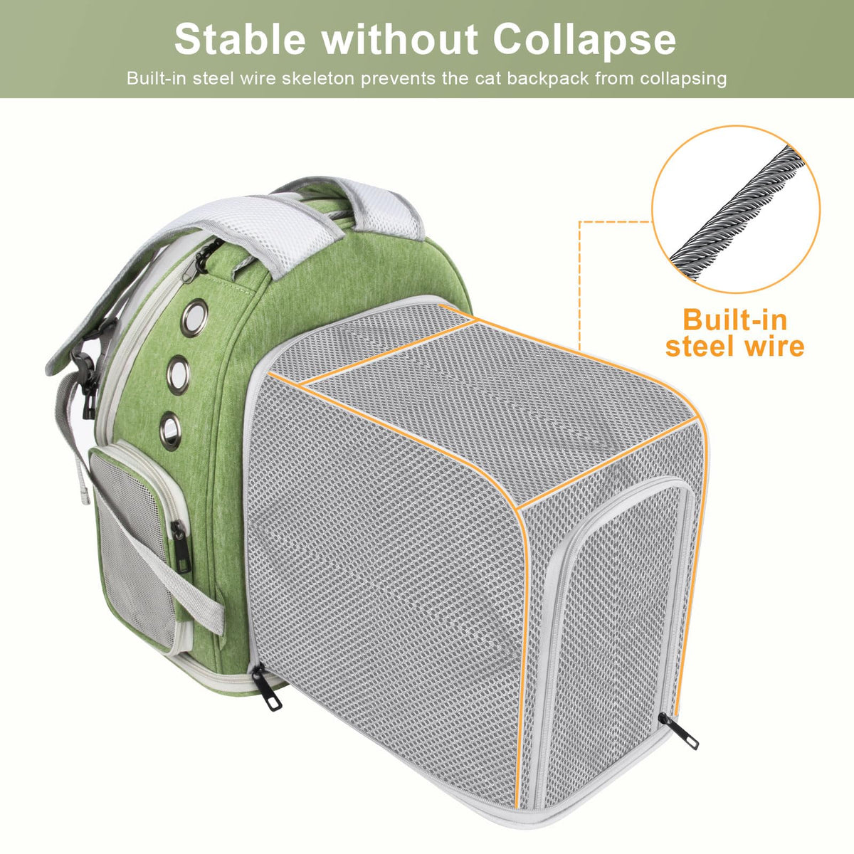 Green Expandable Breathable Pet Backpack Carrier F521