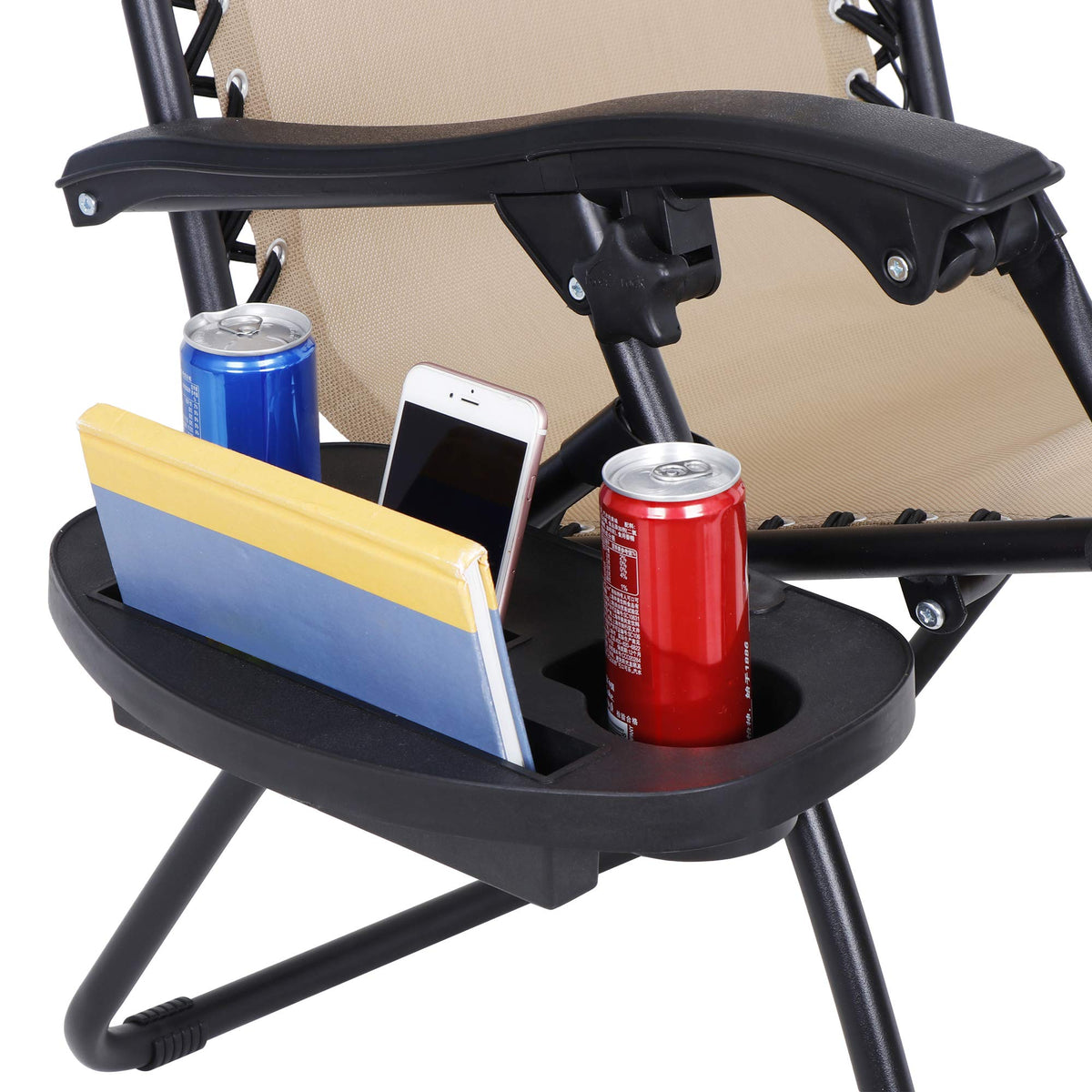 Zero Gravity Chair Set of 2 Folding Recliner with Cup Holder Tray and Pillow Q213