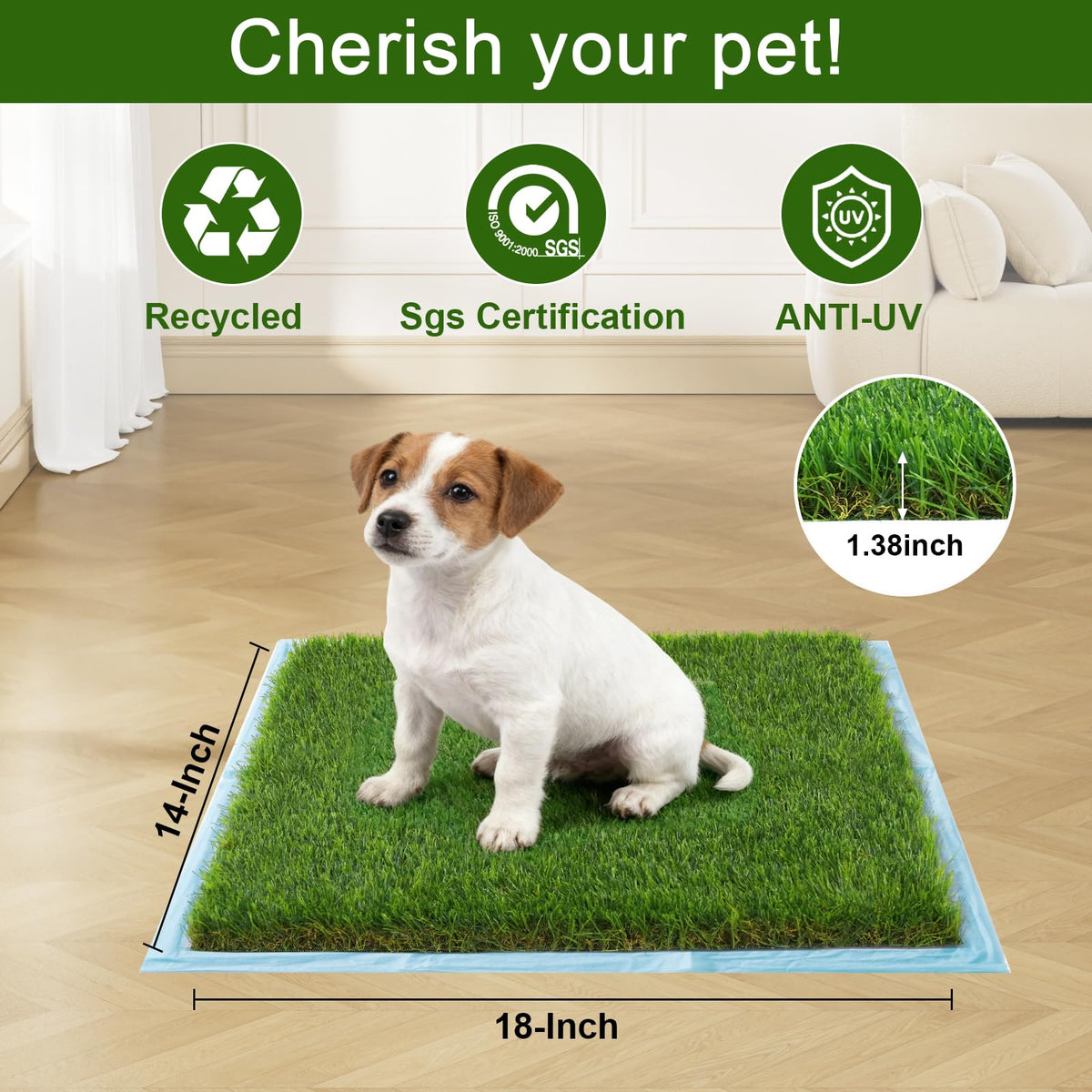 2 Pack 14 x 18 Inch Artificial Grass Dog Pee Pads H97326