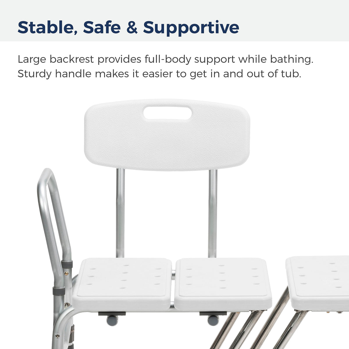 Adjustable Height White Tub Transfer Bench Q64646