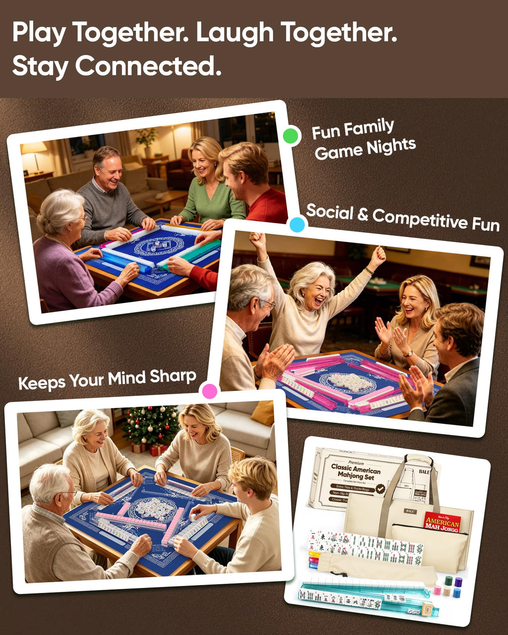 American Mahjong Tile Set with Game Accessories N73459