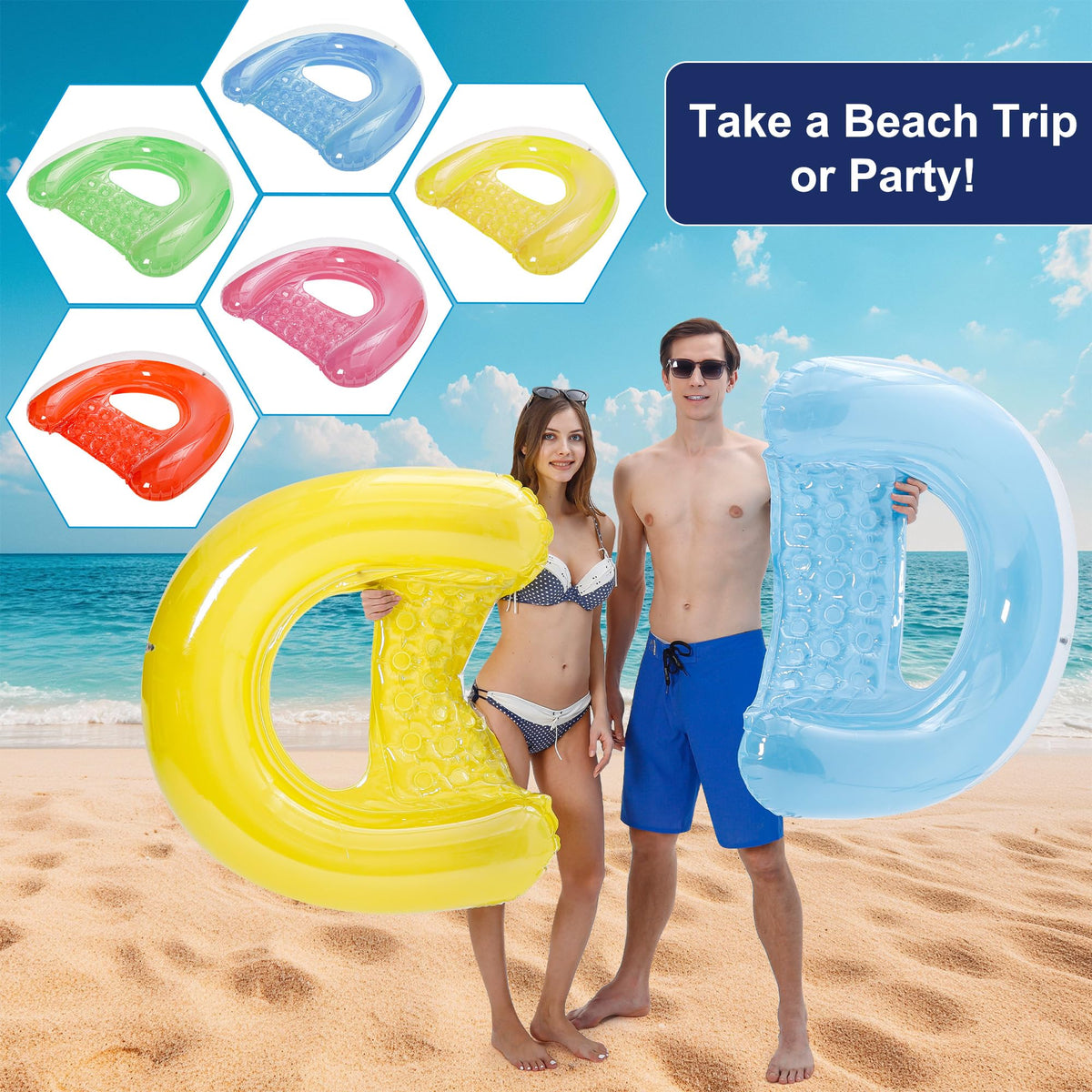4 Pack Inflatable Pool Chair Float W473617