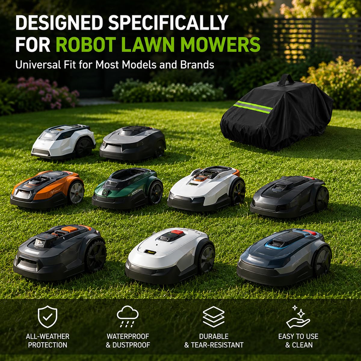 Robot Lawn Mower Cover 600D Oxford Fabric with Reflective Strip Orange B3148