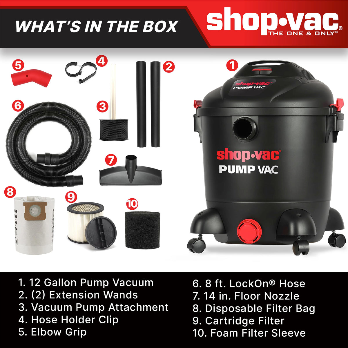 12 Gallon Wet Dry Pump Vacuum with Built-in Water Pump K9432
