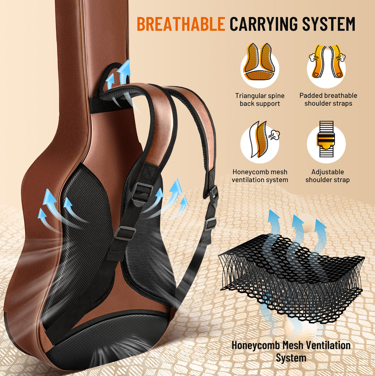 0.8in Thick Padding Waterproof Acoustic Guitar Case I7671