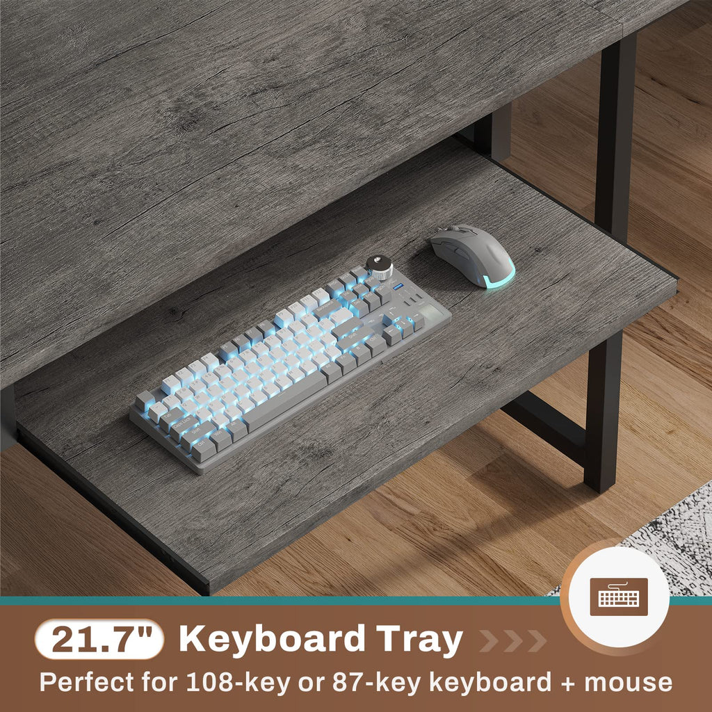 L Shaped Office Desk with Hutch H2090