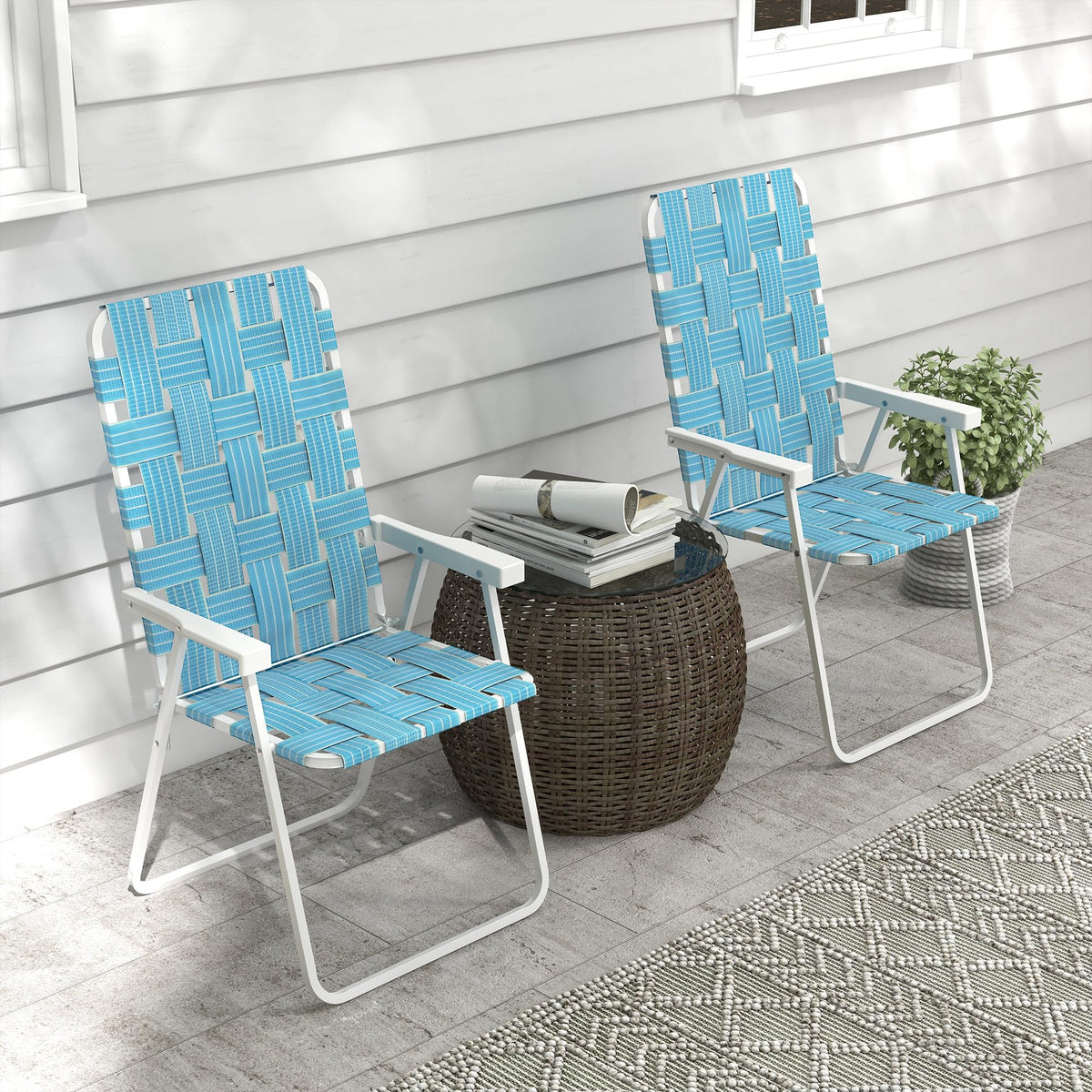 Set of 2 Blue Patio Folding Chairs X190499