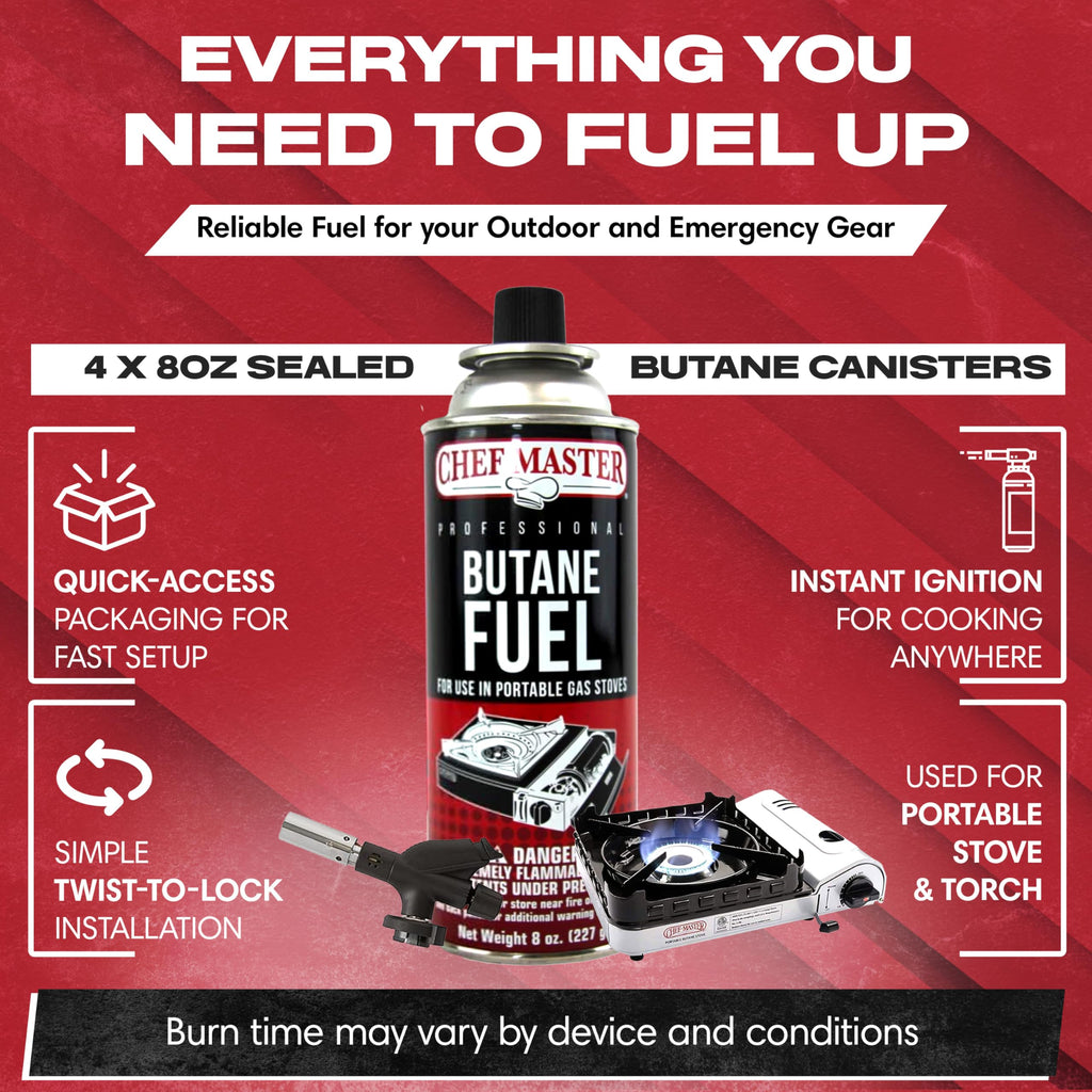 Butane Fuel Canister 8 oz 4-Pack N78301