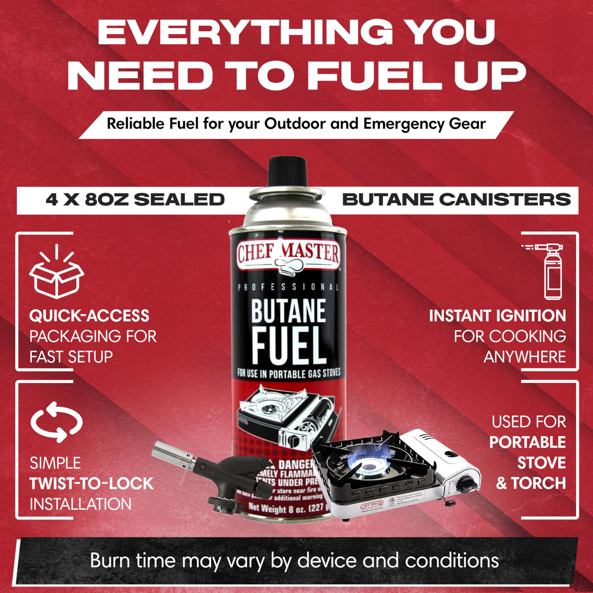 Butane Fuel Canister 8 oz 4-Pack N78301