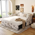 Twin Size Linen Upholstered Daybed with Trundle U948274