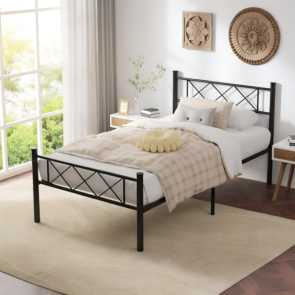 Twin Size Metal Bed Frame with Headboard O27013