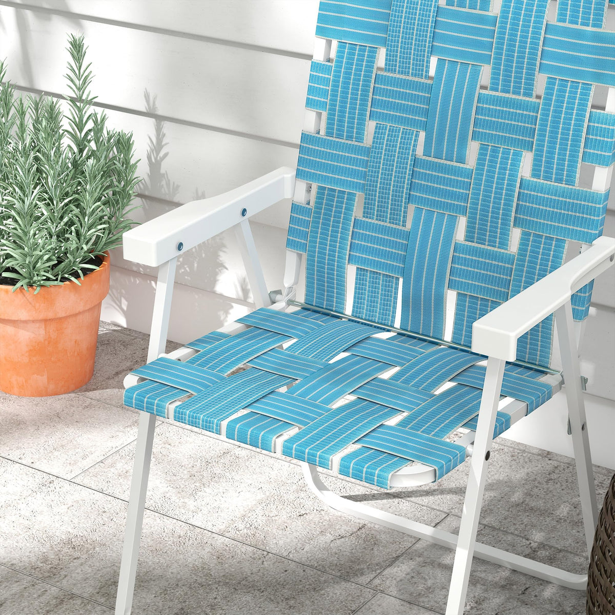 Set of 2 Blue Patio Folding Chairs X190499